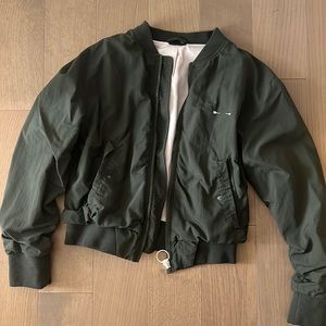 The Upside Women's Green Chloe Bomber Full-Zip Relaxed Jacket Coat Size M